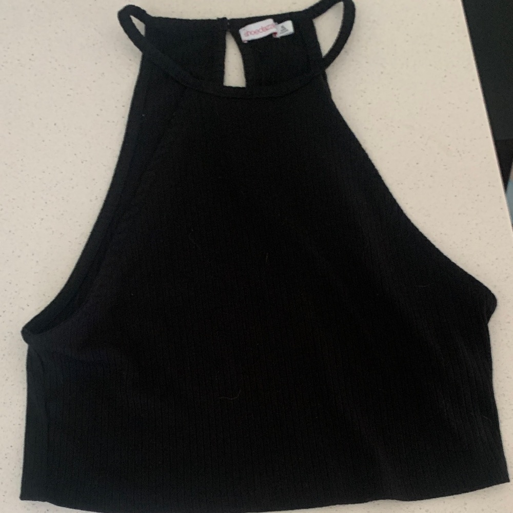 Shoe Dazzle Elegant Black Halter Tank